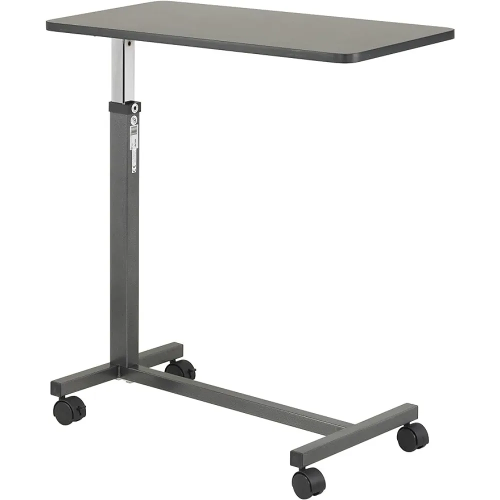 

new Drive Medical 13067 Adjustable Non Tilt Top Overbed Table With Wheels for Hospital and Home Use, Standing Desk, Walnut