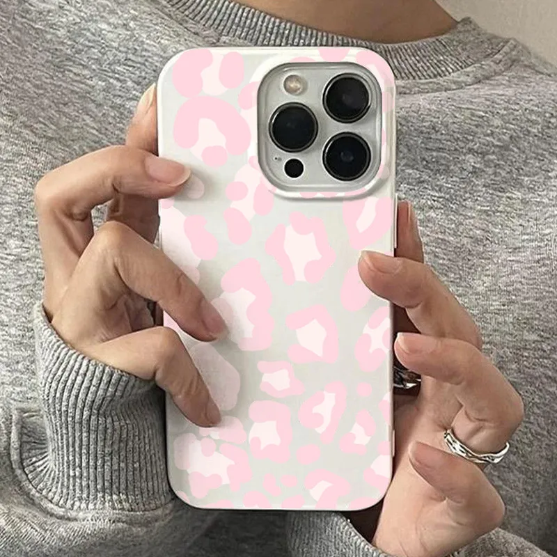 ตัวเลือกสินค้า เคส iPhone ลายเสือดาว สีเทา-ขาว นิ่ม ใส่ได้ทุกรุ่น