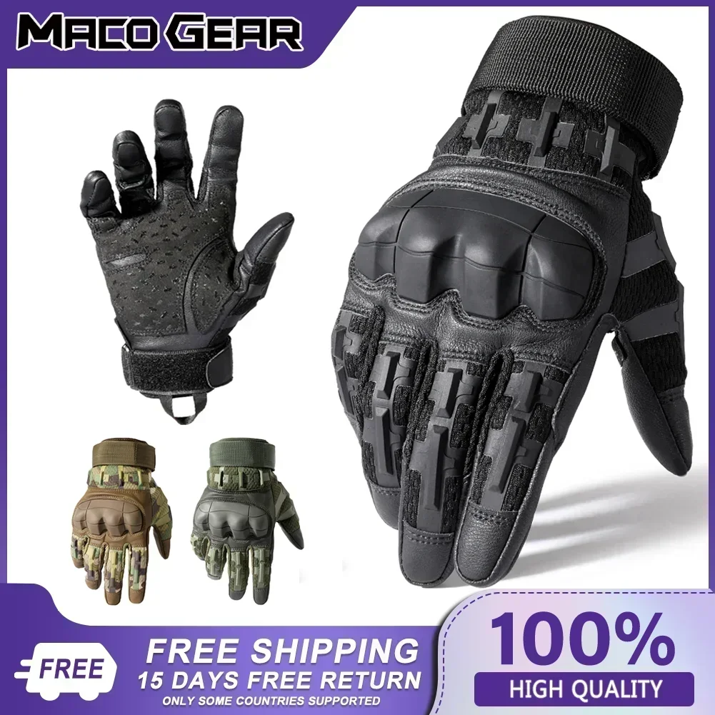 Sports Gloves Finger Gloves Tactical Gloves PU Leather Touch Screen Full Finger