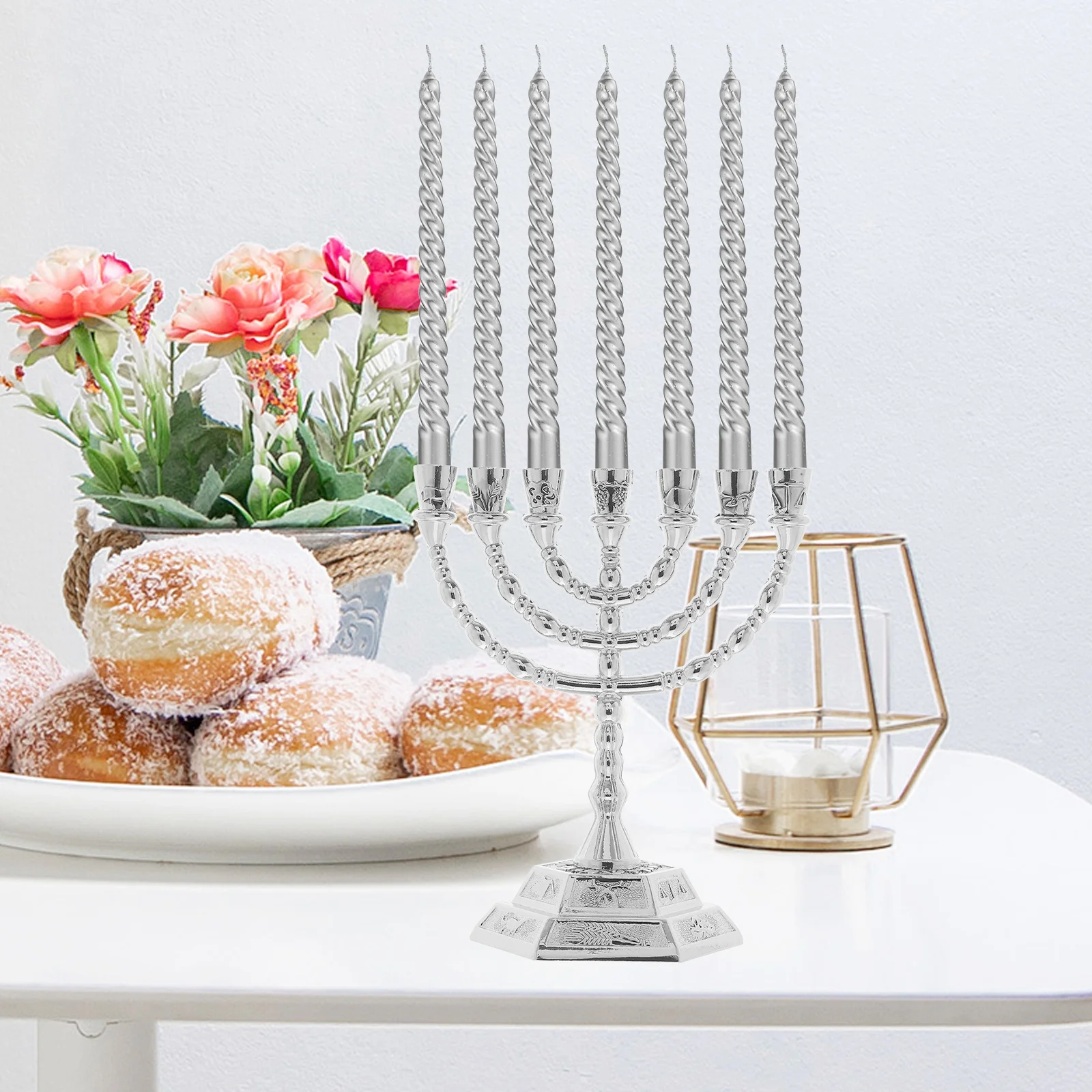 7 Candlesticks Gift Ornaments Metal Candlestick Ornaments Decorate 7-arm Candlestick Zinc Alloy Bedroom Menorah Decor candle holders