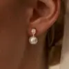 Boucles d'oreilles pendantes en perles dorées pour femme, plaqué or 14 carats, élégantes et simples, idéales pour mariage ou cérémonie, pour mariée tendance