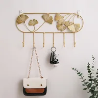 Nordic Style Golden Leaf Hook Creative Coat Cap Hanger Key Organizer Iron Art Wall Hanging Decoration Home Storage Accessories 2