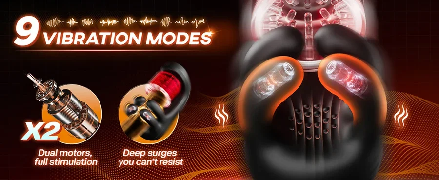 HeartCaptor Male Masturbator 9-Mode Vibrating Stroker USB Rechargeable Silicone Sleeve - Details 1