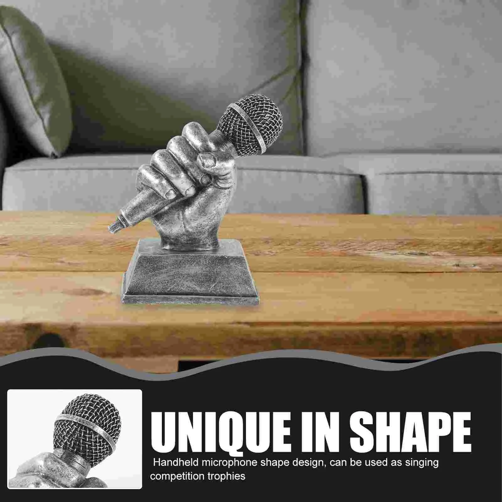 Music Trophy Microphone Sculpture Party Award Trophies Cheer Vintage Decor Sports Mini Parties Resin Office Student