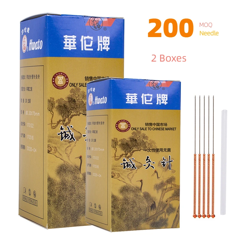 

2 Box Copper Handle With Guide Tube Hwato Acupuncture Needle Disposable Needle Beauty Massage Relaxation 0.18/0.25/0.30/0.35