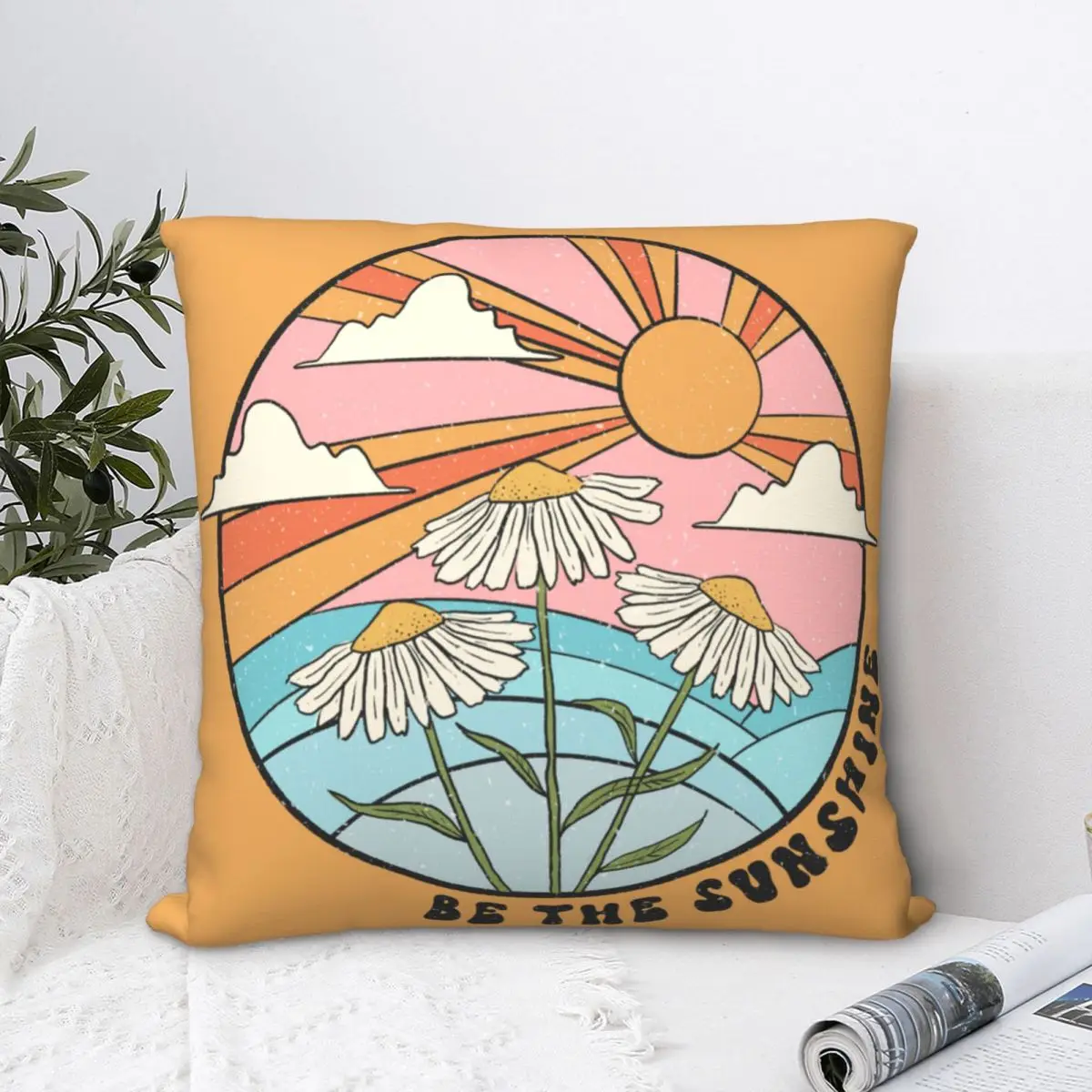 Be The Sunshine Square Pillowcase Polyester Pillow Cover Velvet Cushion Zip Decorative Comfort Throw Pillow For Home Car x smile square pillowcase polyester pillow cover velvet cushion zip decorative comfort throw pillow for home car