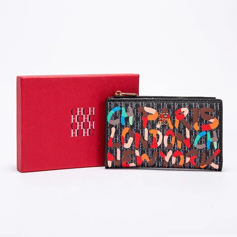 CH Wallet Monogram Print Long Zipper Purse With Box Card Holder Fashion Clutch For Women Daily Use Travel Shopping Casual 4