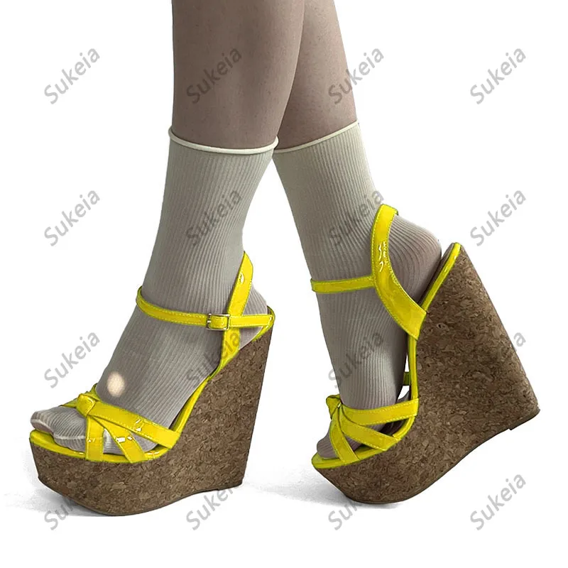 Women Peep Toe Slingback Platform Wedge Sandals High Heel Buckle Open Toe  Ladies Summer Cork Sole Shoes Size 4-15 M US