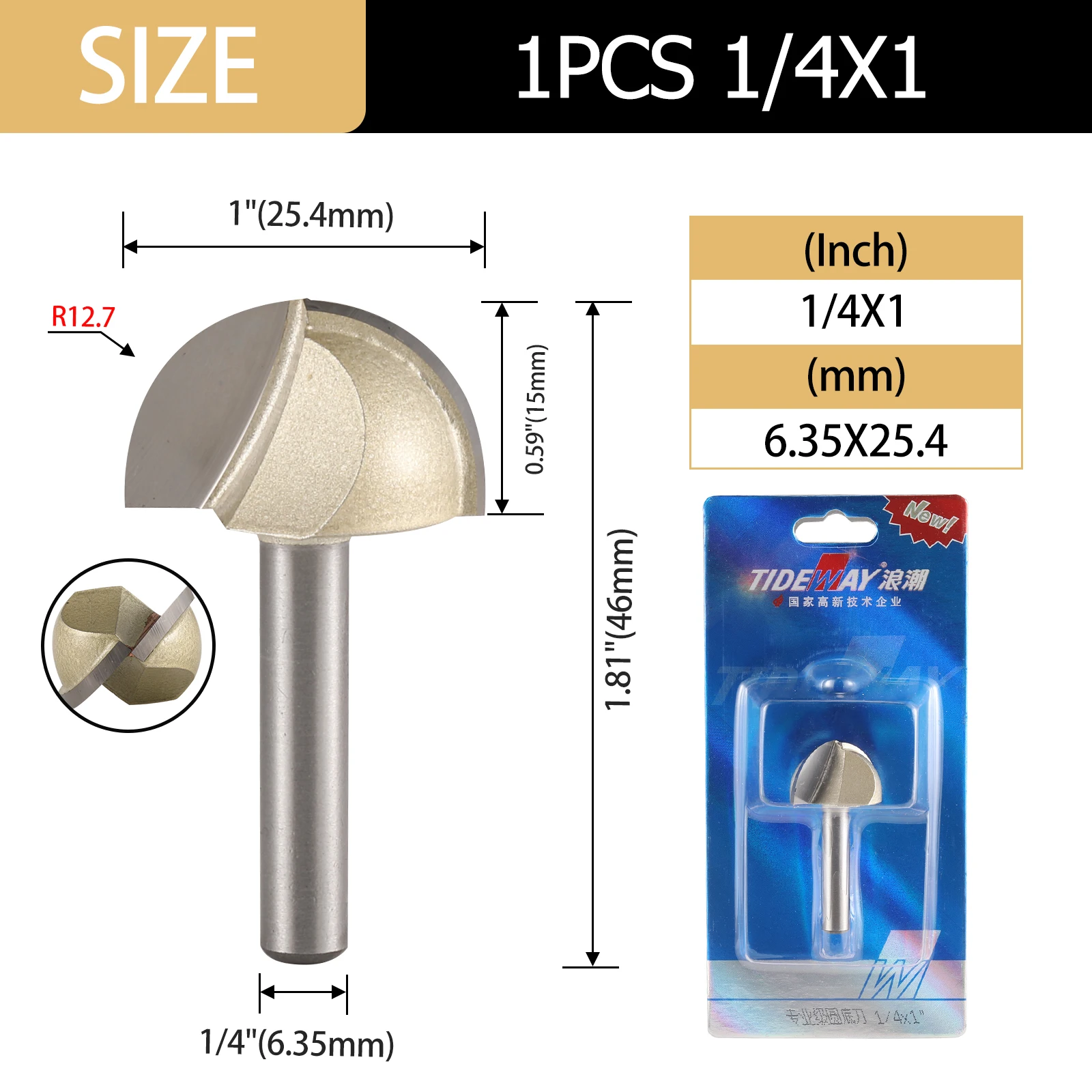 Freud 18-114 1/4-Inch Round Nose Router Bit With 1/2-Inch Shank