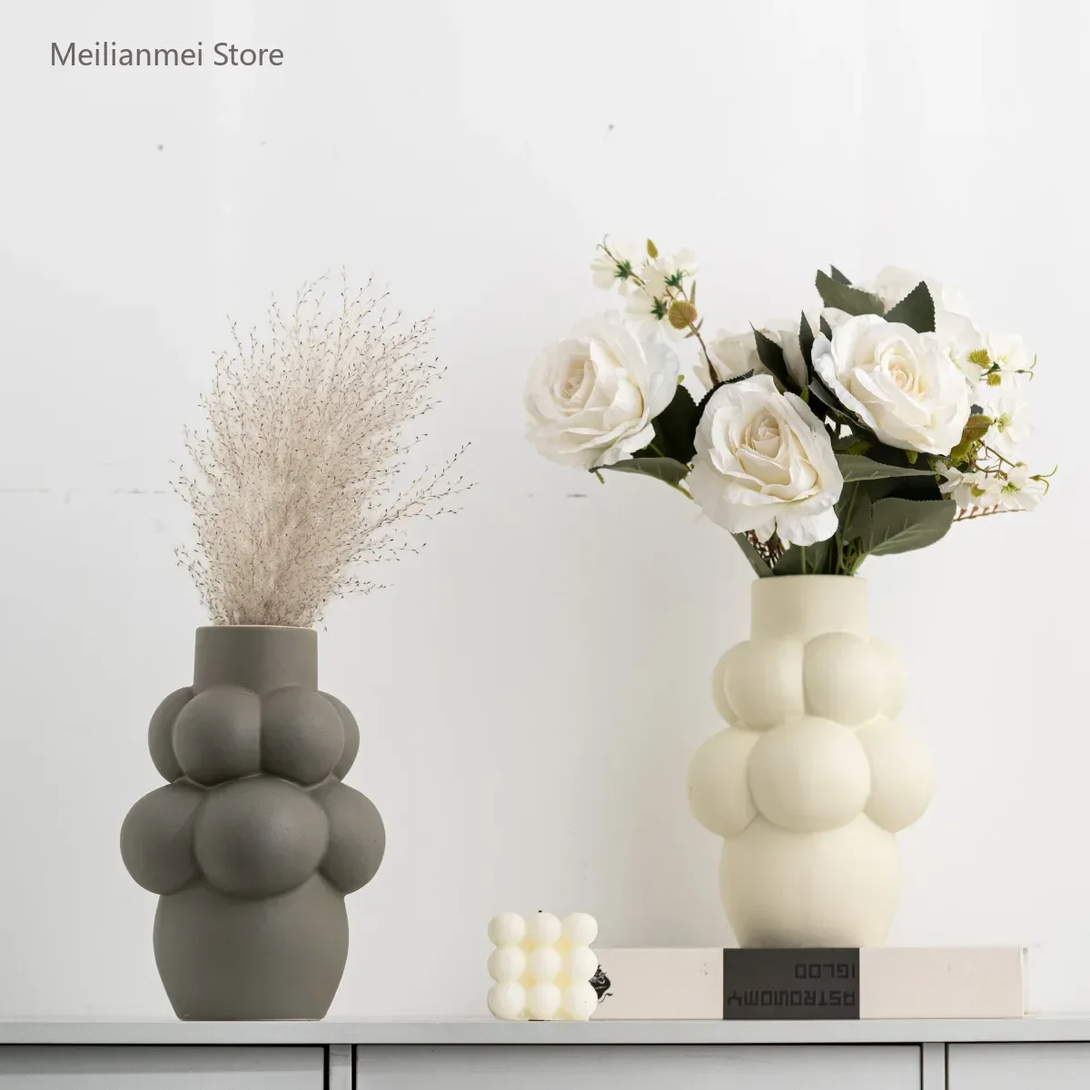 Minimally modern bubble ball ceramic vase, irregular flower arrangement device, high-end interior decoration ornament home decor 2
