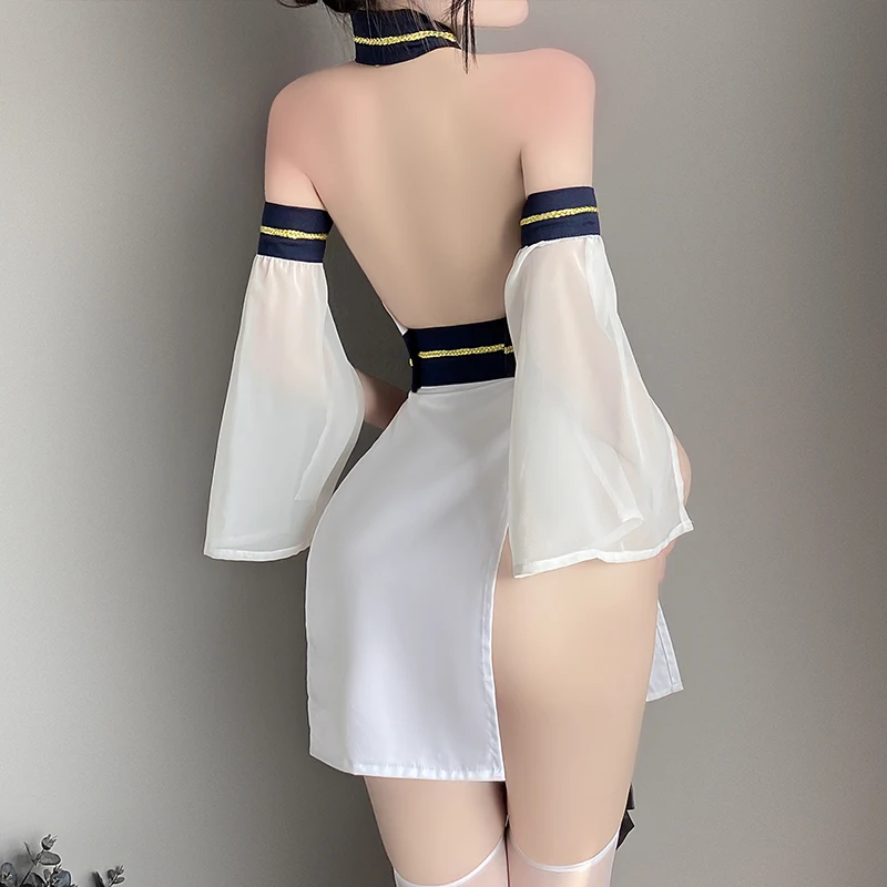 Japanese Traditional Kimono Dress Women Robe Lingerie Halter Open Chest Retro Lace Perspective Cheongsam Cosplay Uniform women lingerie women lingerie set women cosplay costume