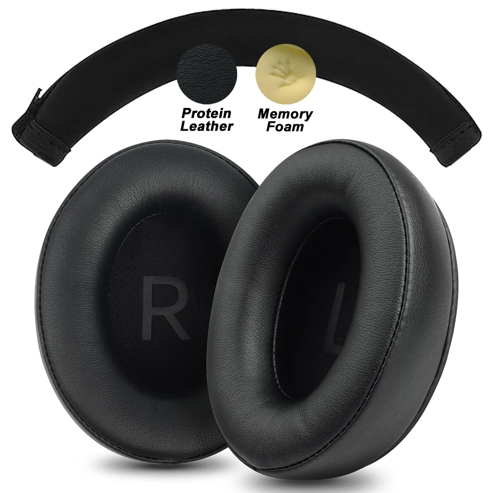 Premium Replacement Memory Foam Ear Pads with Protein Leather Finish