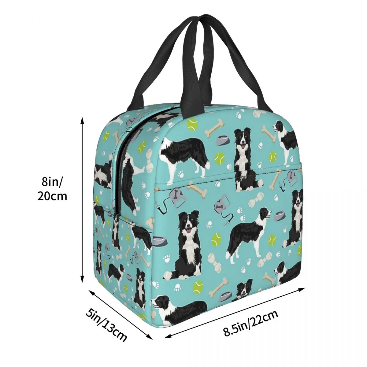 Border Collie Tennis Lunch Bags Portable Insulated Oxford Cooler Bags Dog Thermal Food Picnic Lunch Box for Women Children