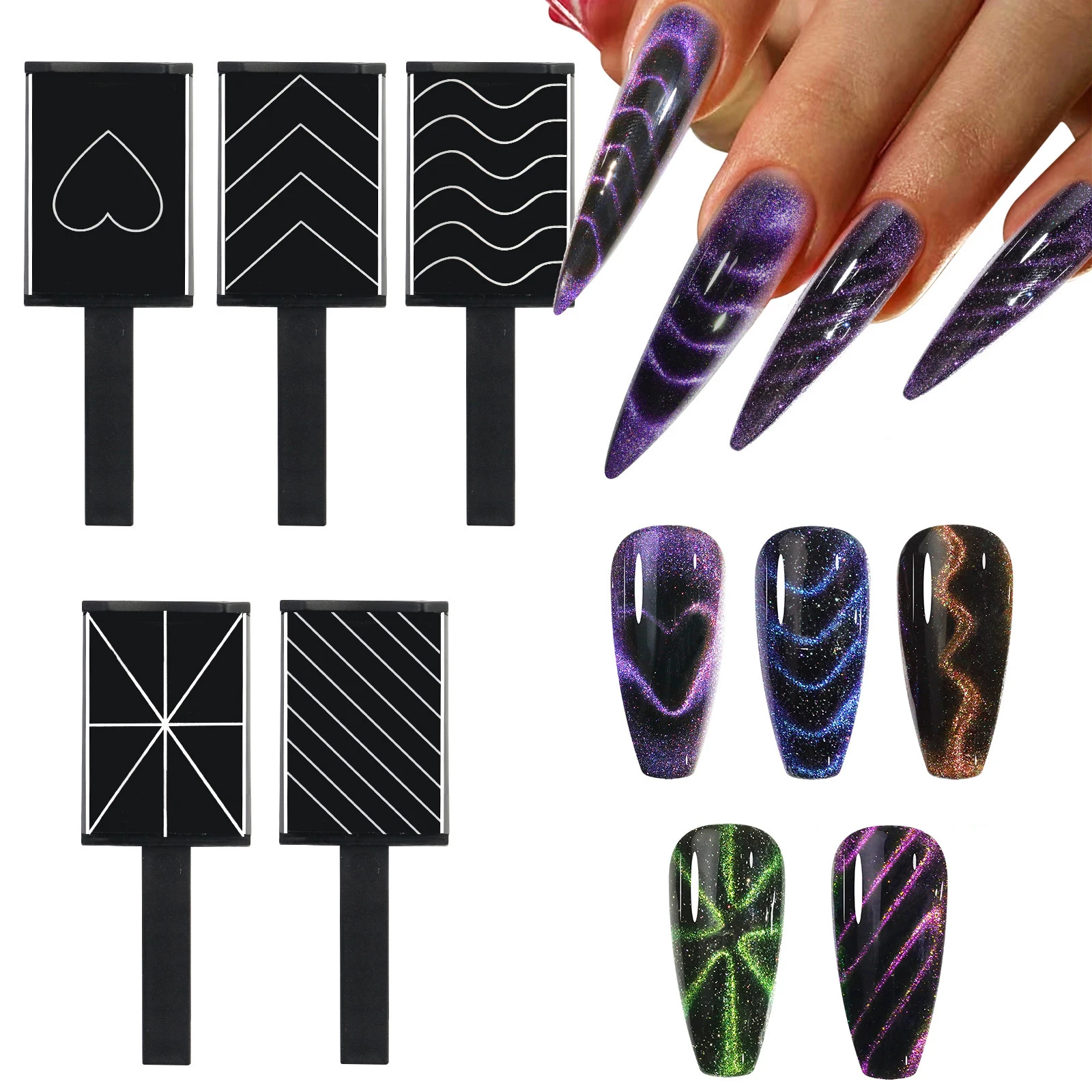 Description Picture 3 of item5pcs/set Manicure Cat Eye Magnet 3D Magnetiron Nail Polish Gel Varnish Heart Pattern Strong Magnet Magnetic Stick Wand Nail Tool