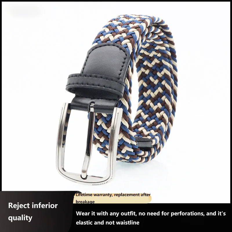 New Fashion Woven Nylon Belt For Men No Punch Elastic Versatile Personalized Waist Seal Business Leisure Decorative Belt A3159