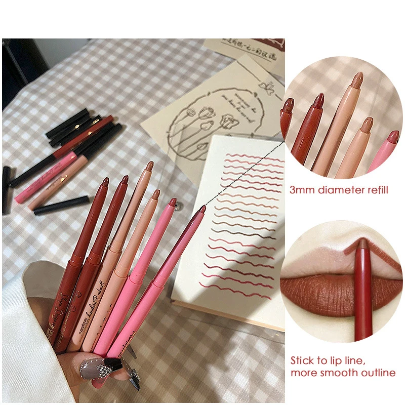 Lipstick Pencil Waterproof Matte Contour Tint Lipstick Lasting Non-stick Cup Lipliner Pen Lips Makeup Cosmetic 20 Color lipstick pencil