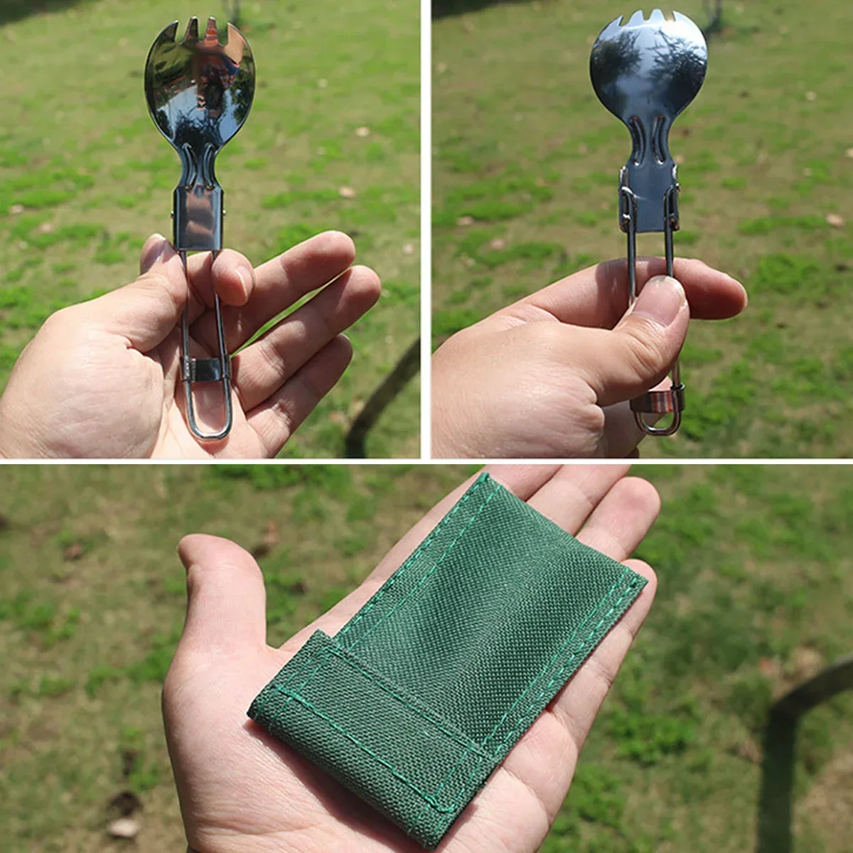 1pc-Folding Spock Outdoor Camping Equipment Hiking Backpack Dinner Spock Utensils cutlery Fork Spoon Hiking