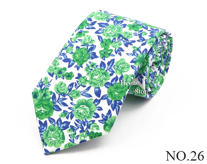 Neue schicke Blumenkrawatte aus 100 % Baumwolle für Herren, schöne Krawatte mit Blumenmuster, helle Farbe, lässig, schmal, dünn, Anzug-Accessoire – Detail 27