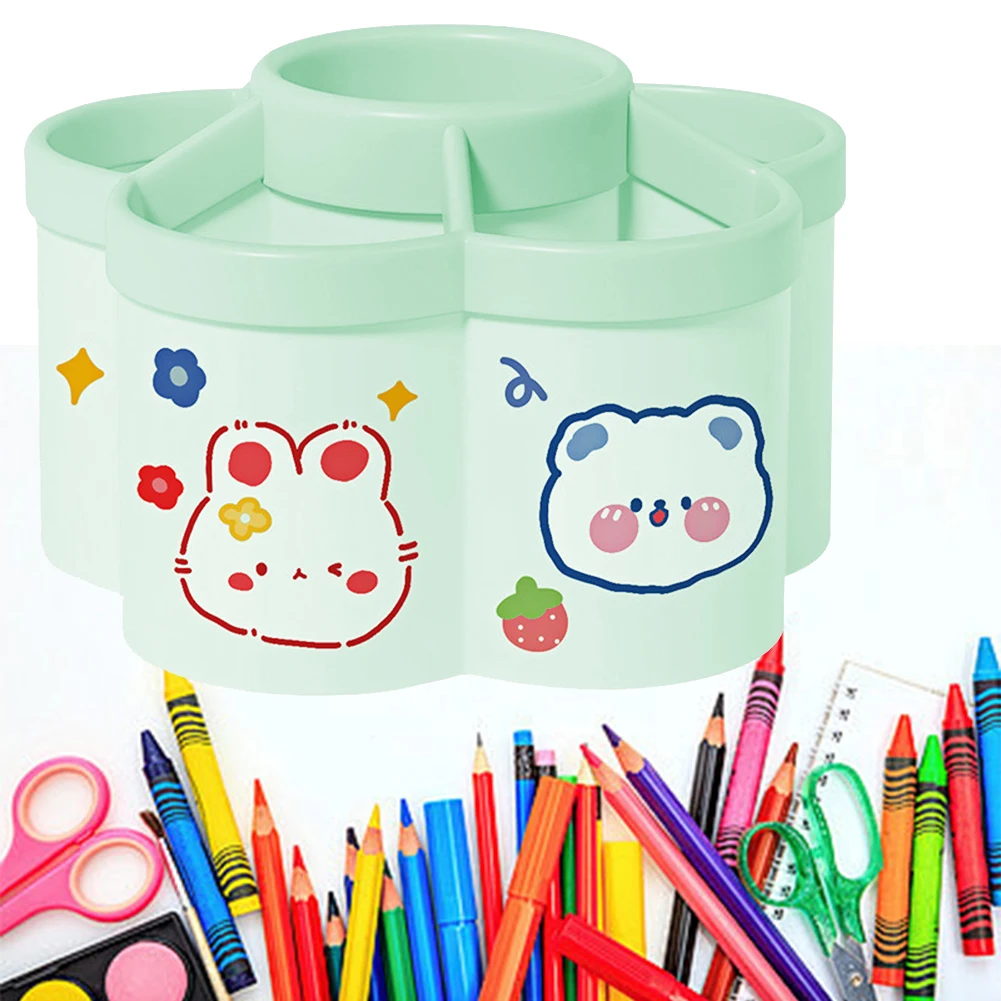 360° Rotating Pen Holder Desk Organizers Large Capacity Pen Storage Box Cosmetic Brush Organization Study Dormitory Accessories