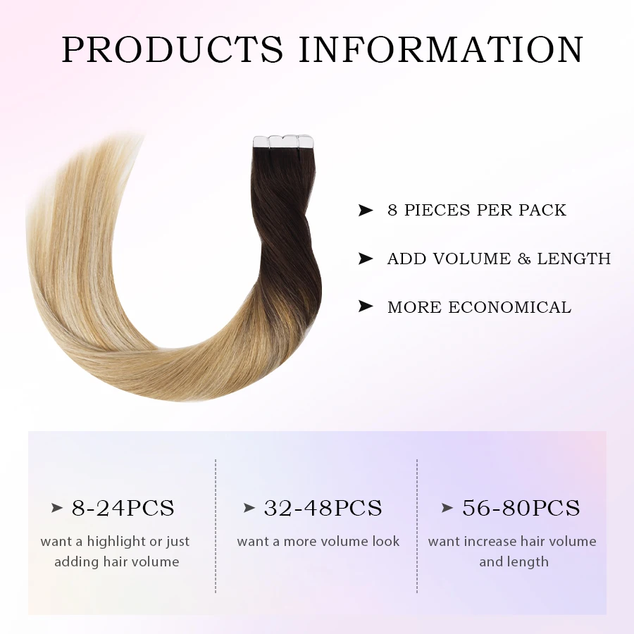 Human Hair Extensions Hair Extensions 24" Long Mini Tape In Human Hair Extensions