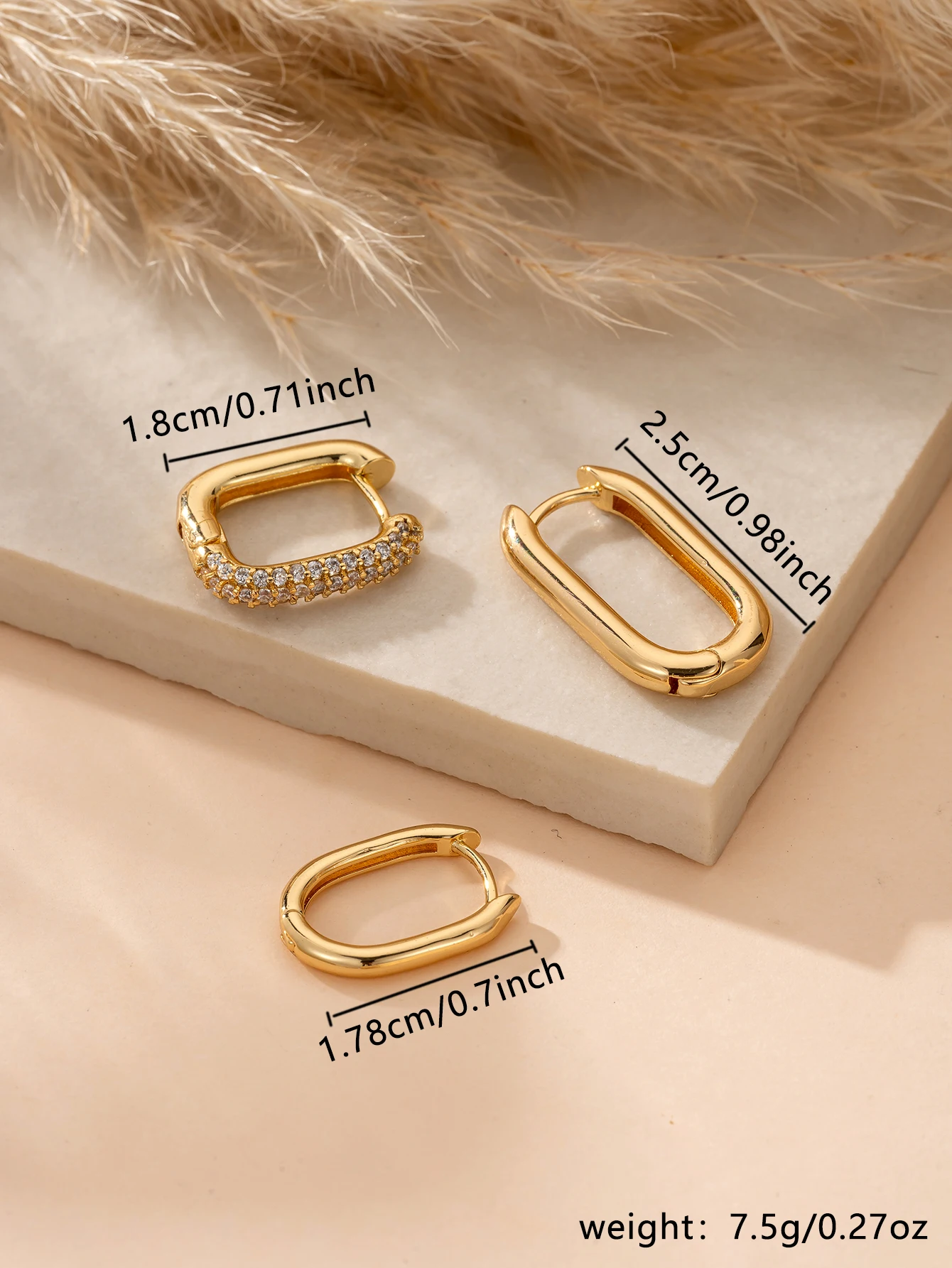 3pcs U-shaped Zircon Jewelry for Ladies