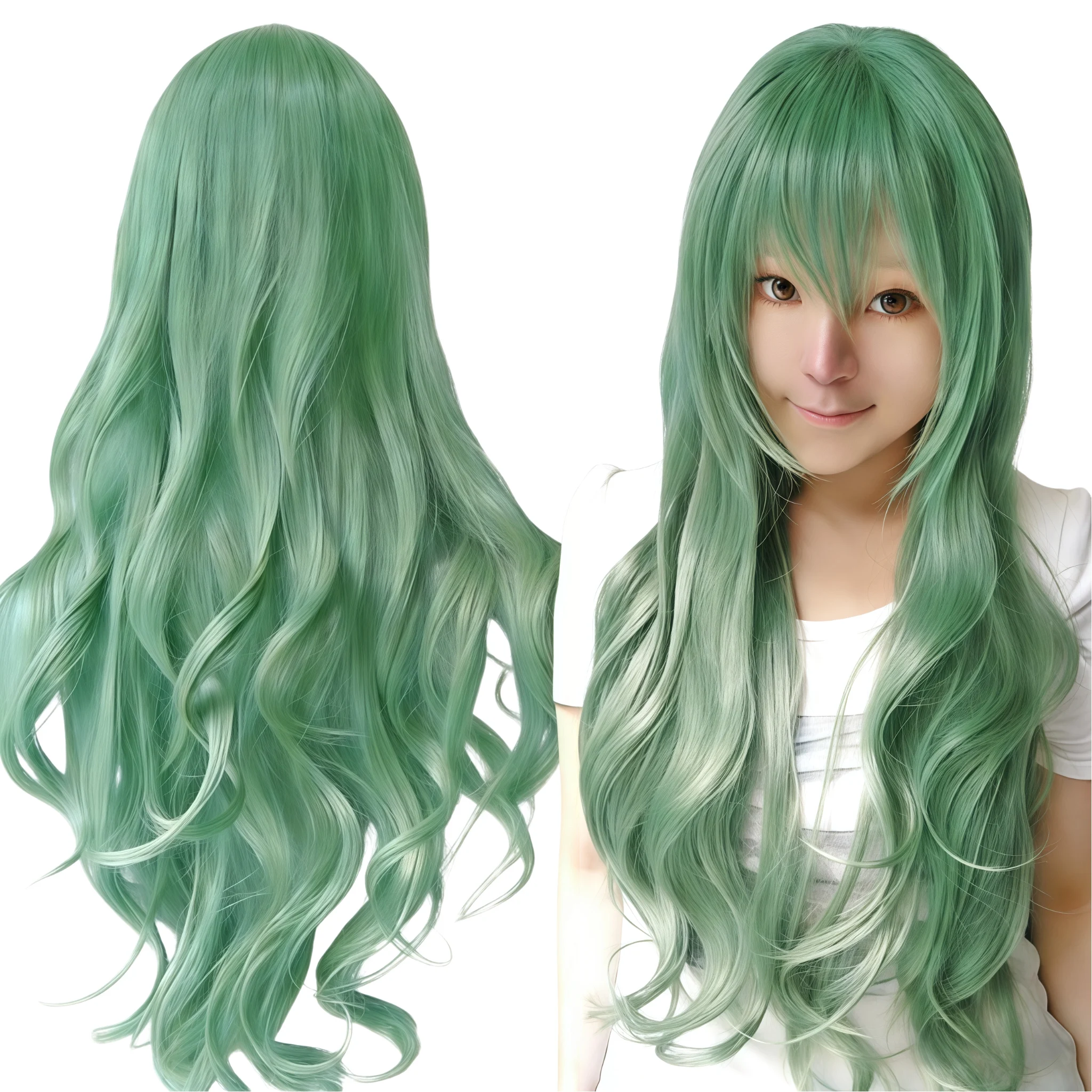 Dark Teal Curly Cosplay Wig - Fantasy Lolita Style for Halloween or Dress-Up