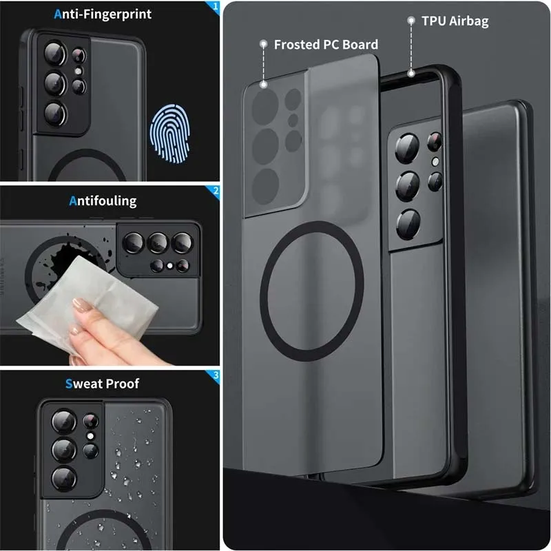 Enhanced Shockproof Matte Clear Back Case with MagSafe Wireless Charging Compatibility