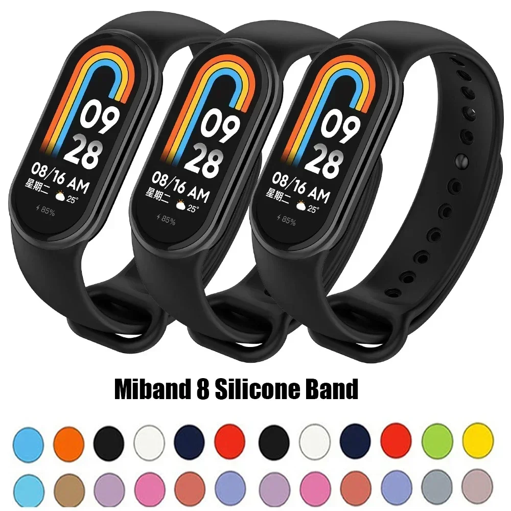 Silicone Strap For Xiaomi Mi band 8-8 NFC Sport Belt Replacement miband8 Bracelet waterproof smart band 8 watchband Accessories