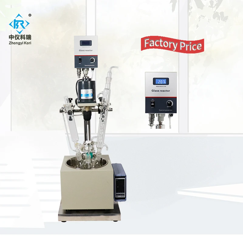 DF-1L Laboratory Chemicals Synthesis Distillation Vacuum Single layer glass reactor Vessel or unjacketed heating reactors lab