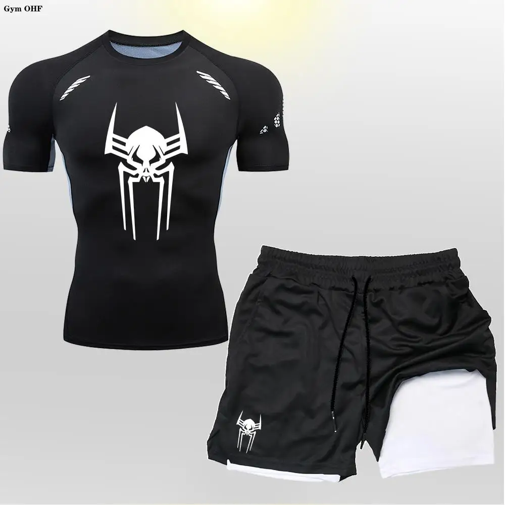 2099 Compression Shirt Man Spider Fitness Gym 2 in 1 Shorts Workout Rashguard Jiu Jitsu Running Joggers Training Clothes Set Men 5