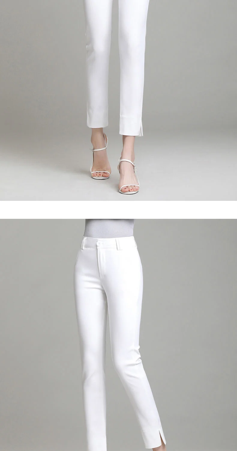 nike capri Elegant High Waist Women Suit Pants Spring Summer Casual Pencil Trousers White Office Ladies Ankle-Length Pants Femme Pantalon jeans pant