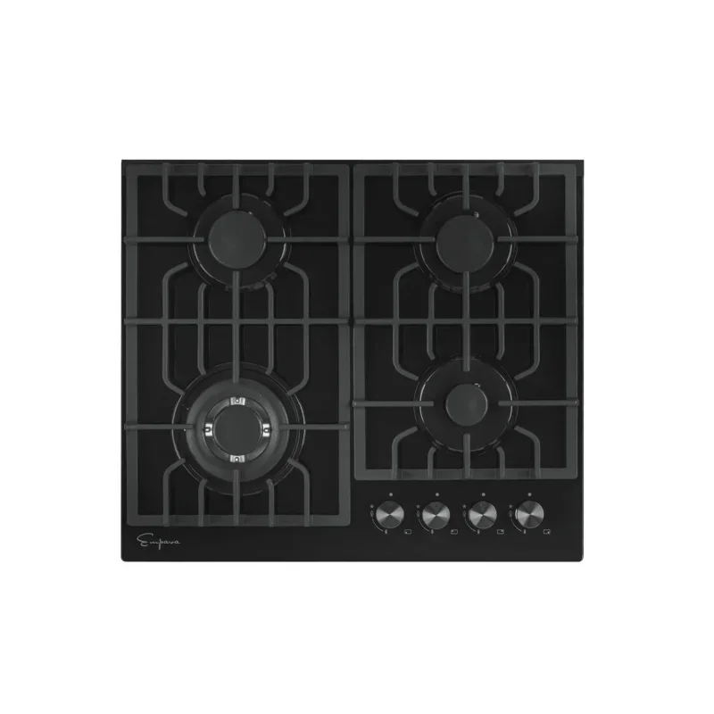 QJ24" Empava Gas Stove Cooktop 4 Italy Sabaf Sealed Burners NG/LPG Convertible Tempered Glass in Black,24 Inch