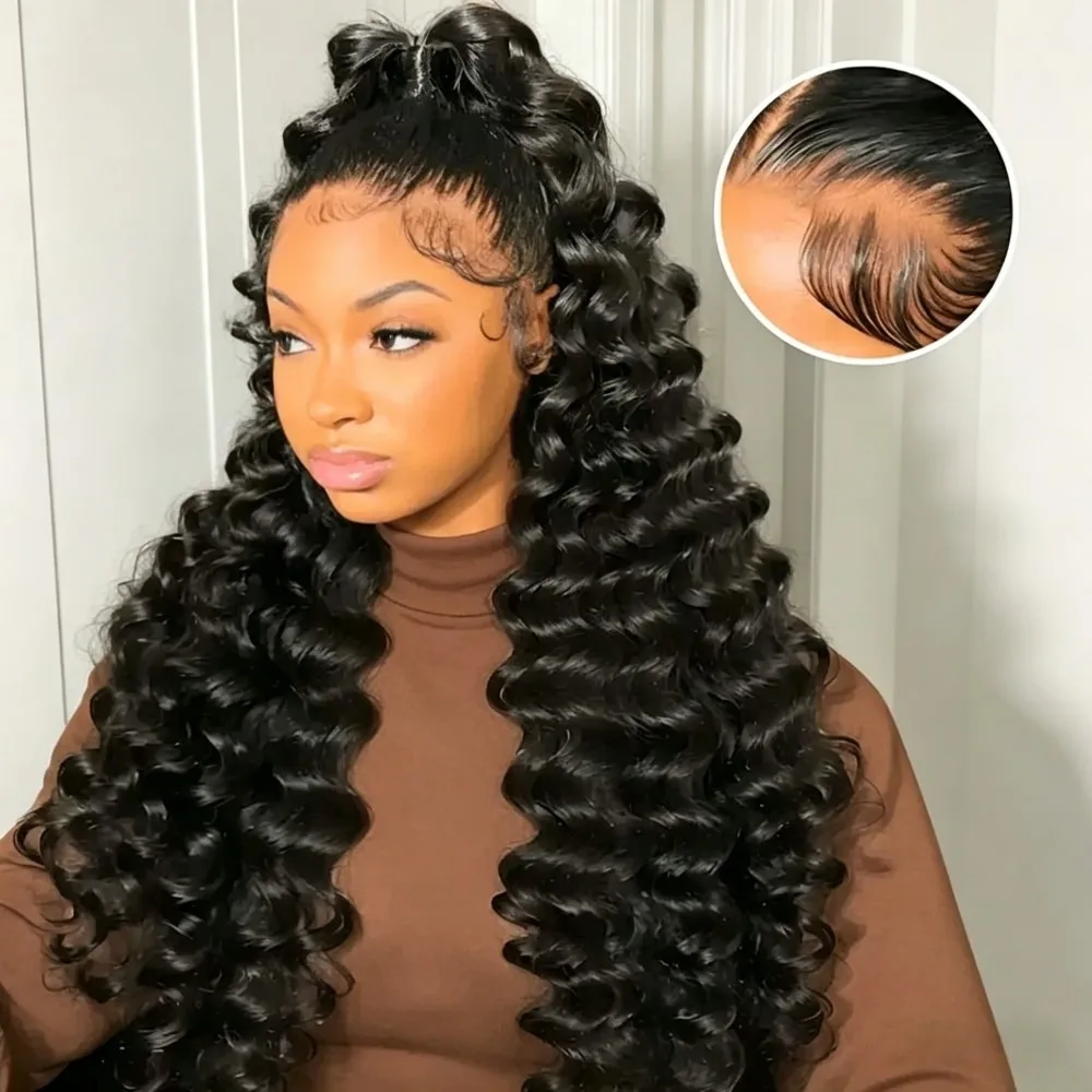 Perruques en cheveux humains Remy, ondulations profondes lâches, 38-40 pouces, densité 250%, dentelle complète 13x4, ondulations naturelles, dentelle invisible pré-épilée 13x6 1 Perruques en cheveux humains Remy, ondulations profondes lâches, 38-40 pouces, densité 250%, dentelle complète 13x4, ondulations naturelles, dentelle invisible pré-épilée 13x6 1