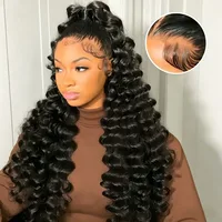 Perruques en cheveux humains Remy, ondulations profondes lâches, 38-40 pouces, densité 250%, dentelle complète 13x4, ondulations naturelles, dentelle invisible pré-épilée 13x6 1