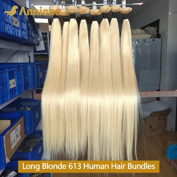 Annione 613 Human Hair Bundles 12A Straight Human Hair Bundles Raw Human Hair 100% Blonde 3/4 Bundles Hair Extensions For Women 1