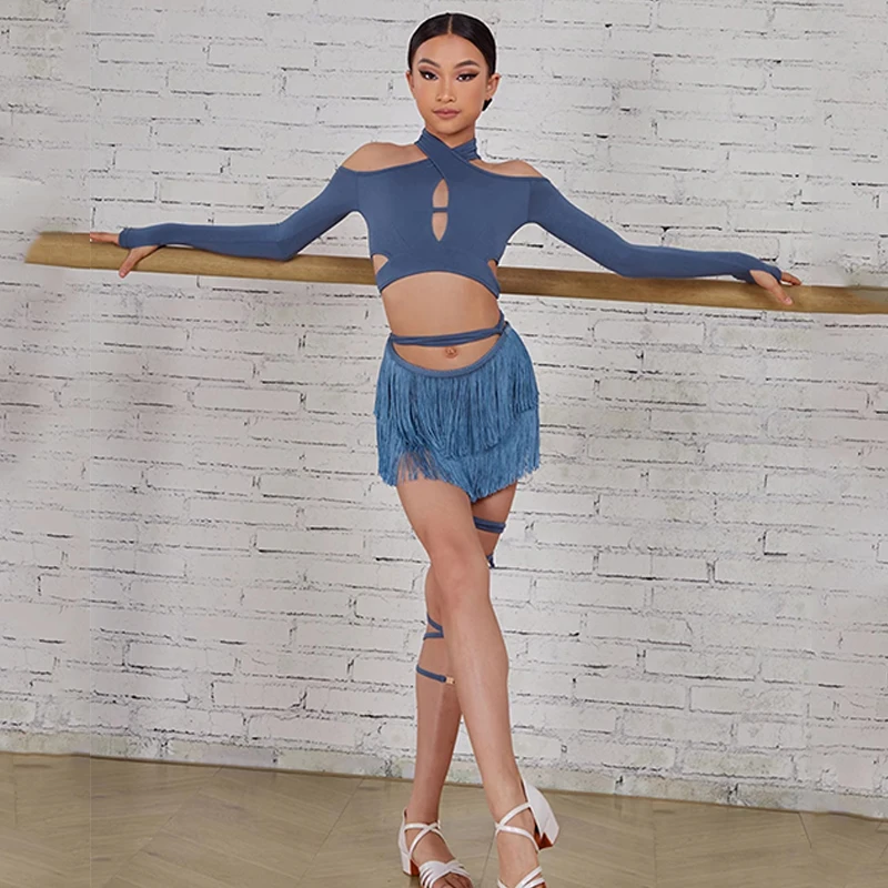 Vestito Danza Bambina - Set Top E Gonna Asimmetrica Per Latino, Jazz E Moderno - Foto 5