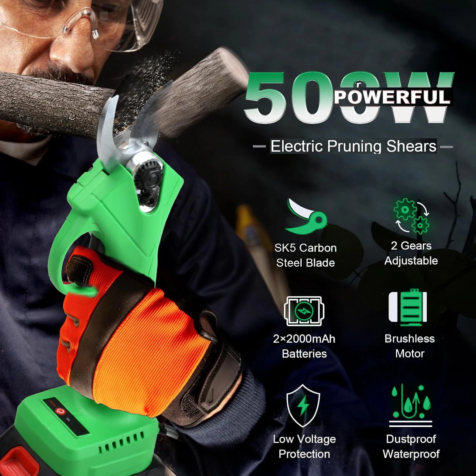 20V Cordless Pruner With Brushless Motor Electric Power Garden Tools For Efficient Wood Cutting Local