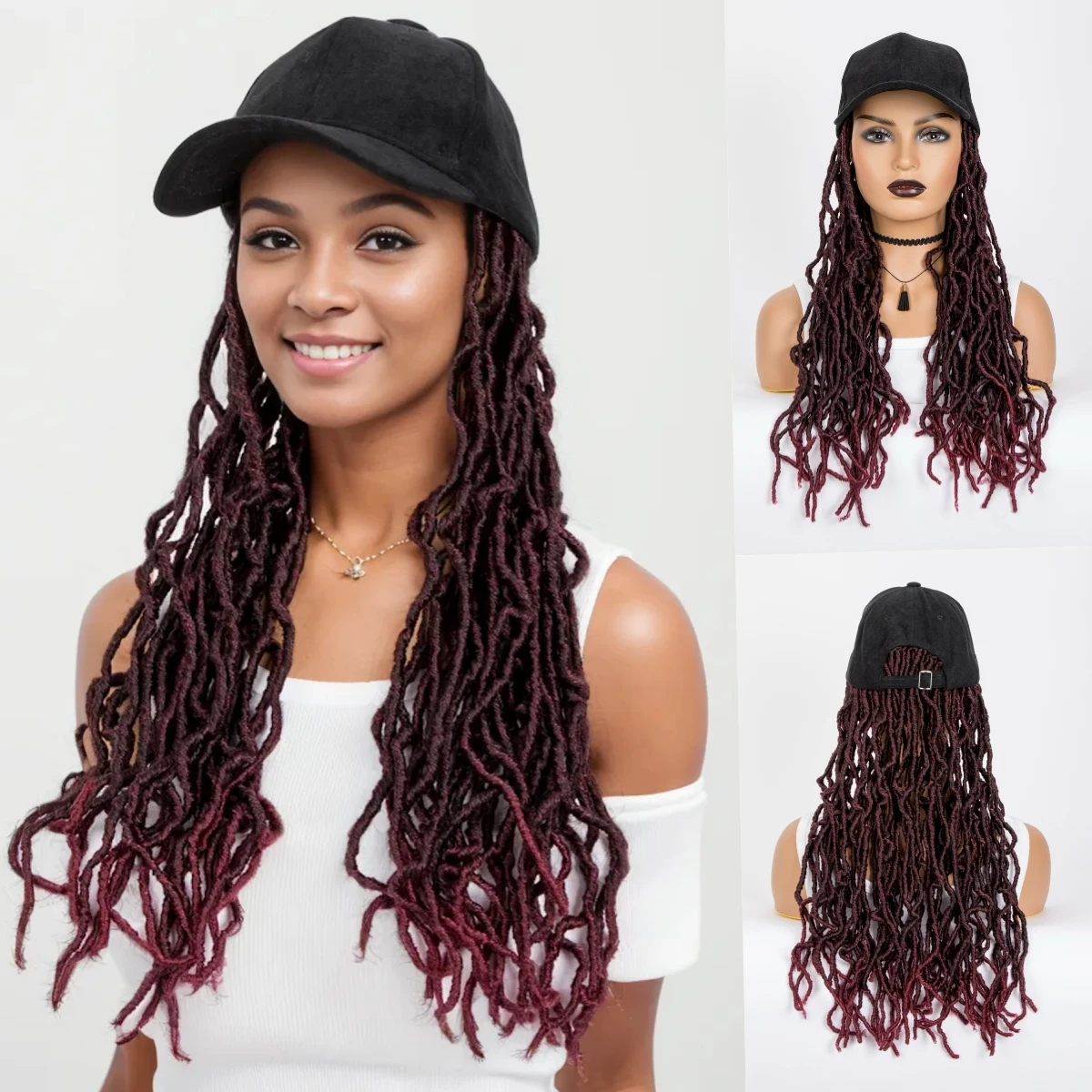 

WIGERA Synthetic Hot Sale Braided Baseball Cap TBUG Soft Nu Faux Locs Wigs With Hair Extensions Hat Wig For Afro Black Women Use