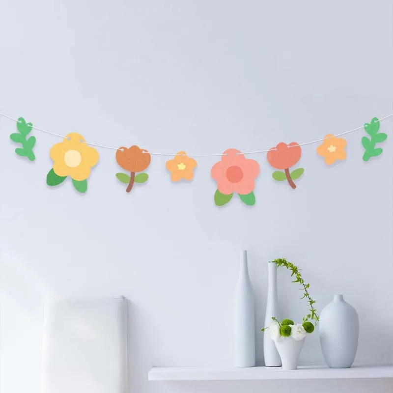 Foglia Dora Banner Colorato Ghirlande Fiore Appeso A Parete Banner Per La Decorazione Della Camera Dei Bambini Compleanno Bunting Pennant Wedding Part