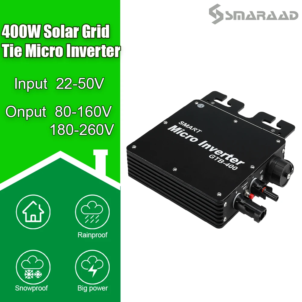 Smaraad 400W Solar Grid Tie Micro Inverter Microinverter Inversor 120V 230V Ac Uso Domestico Solare Pv Solare Impermeabile Ip65 Pannello Fotovoltaico