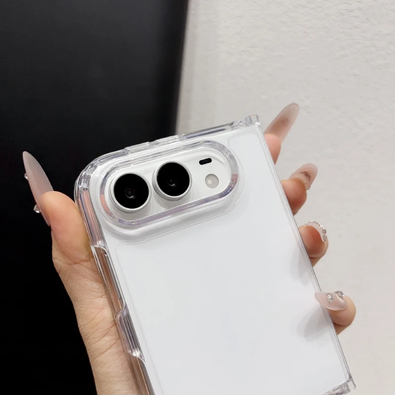 Luxury Shockproof Fold Phone Case with Hard PC+Acrylic Center – Bumper Protective Cover