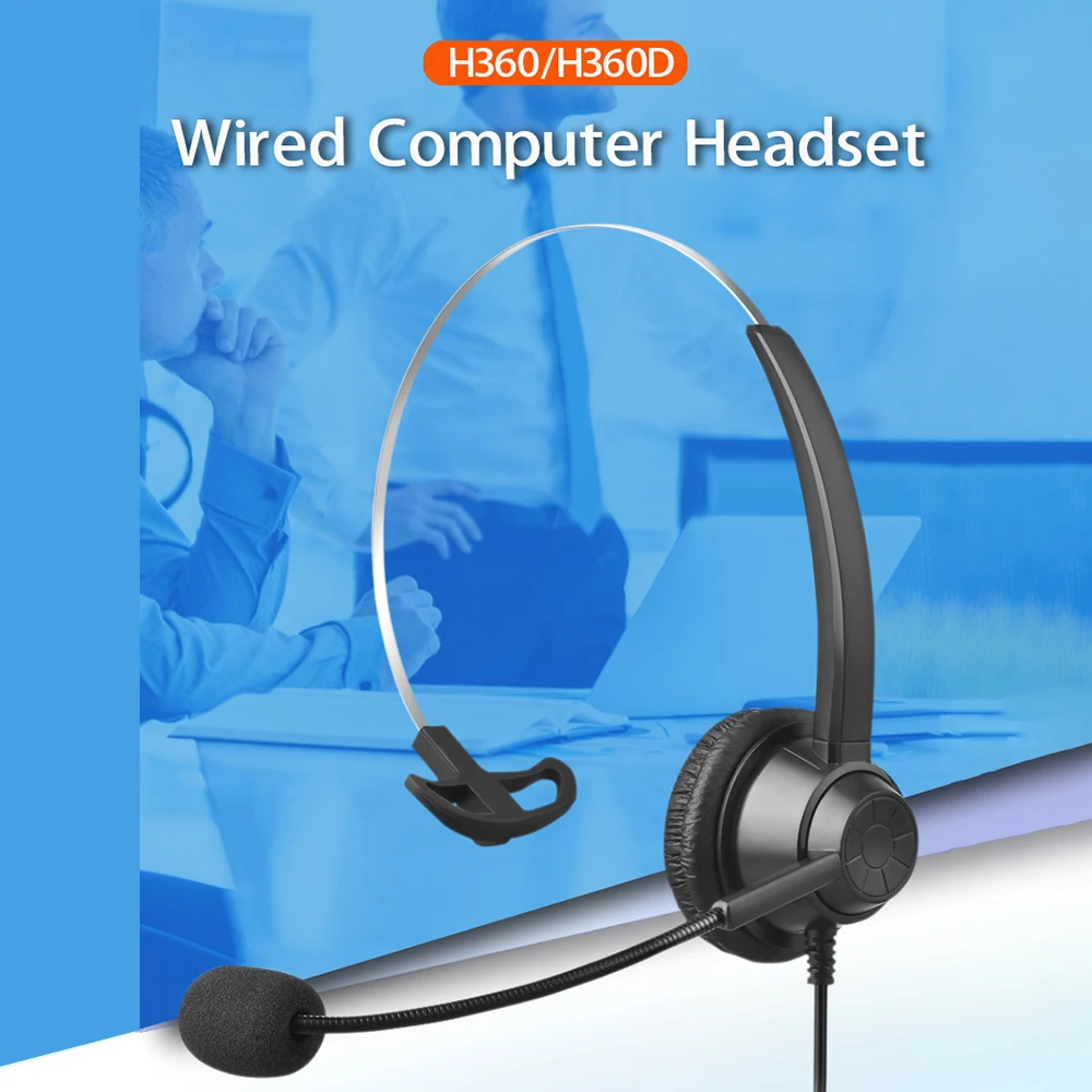 3.5mm Wired Computer Headset with Microphone Dual-ear Headphones Universal Office Call Center Headphone Suitable for Telephone