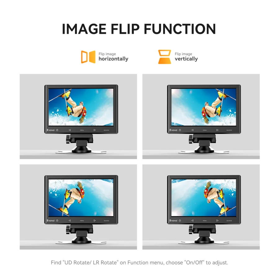 Eyoyo-monitor de Secretária com Altifalantes Incorporados Ecrã Industrial Hdmi Pequeno Vga av Resolução 1024x600 Controlo Remoto de Suporte 7 - Imagem 6