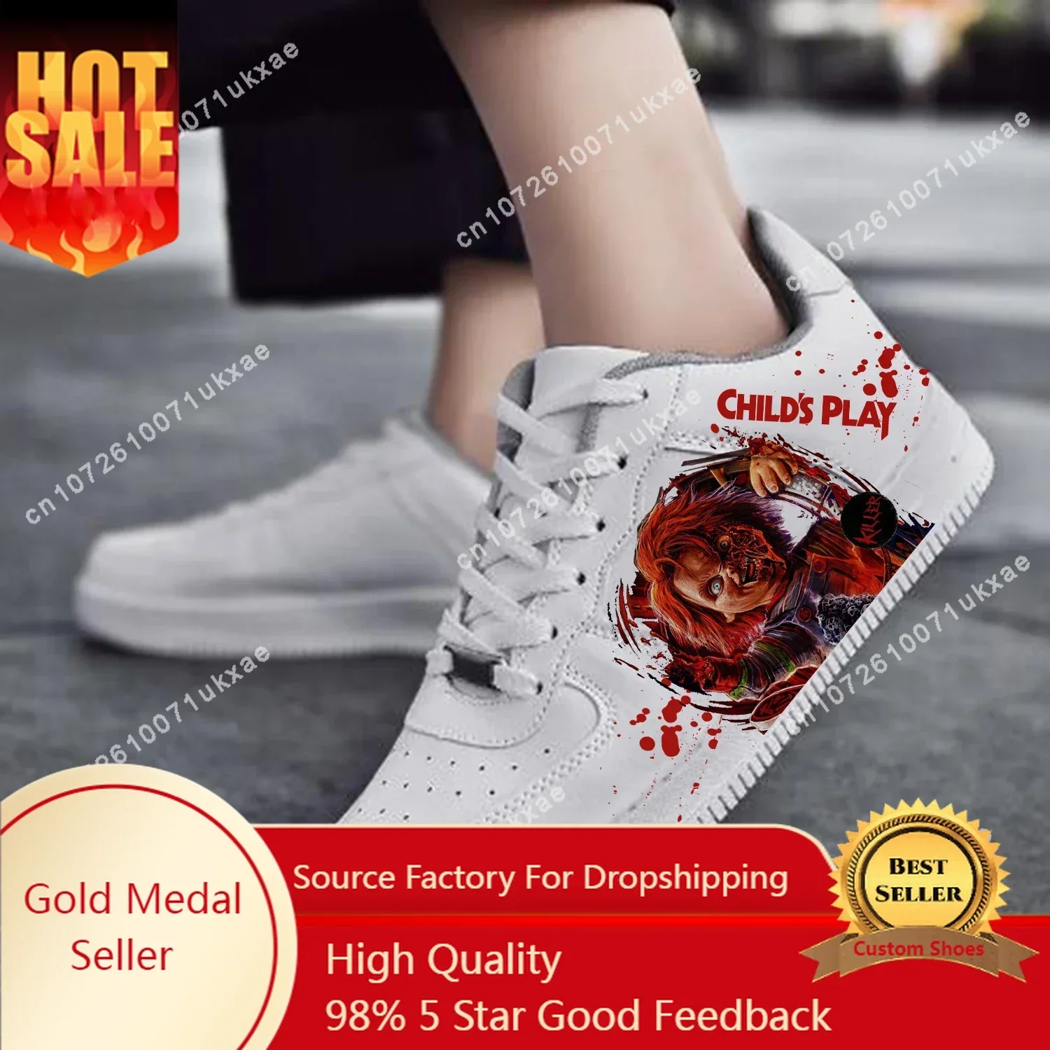 Horror Movie Childs Play Chucky AF Basketball Mens Womens Sports High Quality Flats Force Sneakers Lace Up Mesh Custom Shoe