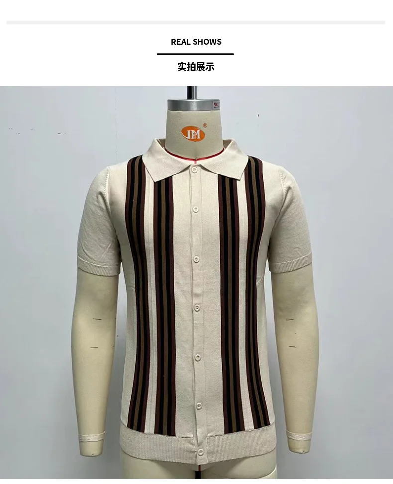 2025 Spring Summer Men's Short Sleeve Polo Shirt Knitted Slim Business Cardigan Shirt Streetwear Casual Tops Camisa Masculina 21 Sa64829a28b0243fcaa11689bfd617dea4