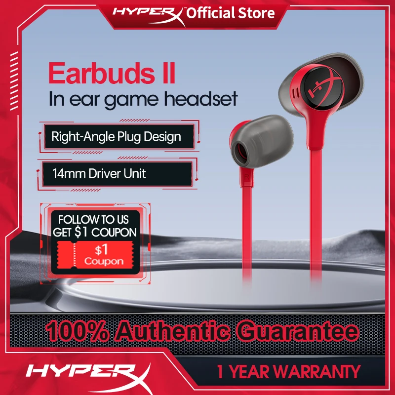 

Original HyperX Cloud Earbuds II Gaming Earbuds with Mic Immersive Wired In-game Audio In-Ear Headphone