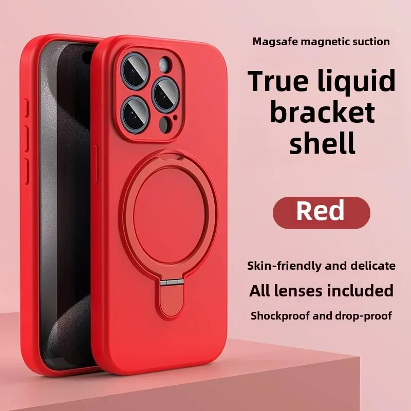 Magnetic Ring Holder Liquid Silicone Case with Stand Cover
