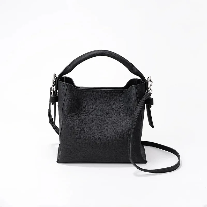 thumbnail image 1 of Nuevo bolso de hombro de alta calidad para mujer 2024, de piel de vaca auténtica, versátil y moderno, bolso tipo cubo para mujer, bandolera para niñas, 1 of 5