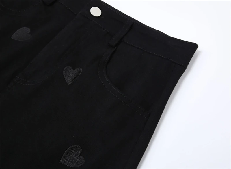 pencil skirt Goth Y2K High Waist Jean Skirts E-girl Aesthetics Black Denim Embroidery Jupe Harajuku Fashion All-Match A-line Mini Skirt Lady crop top and skirt