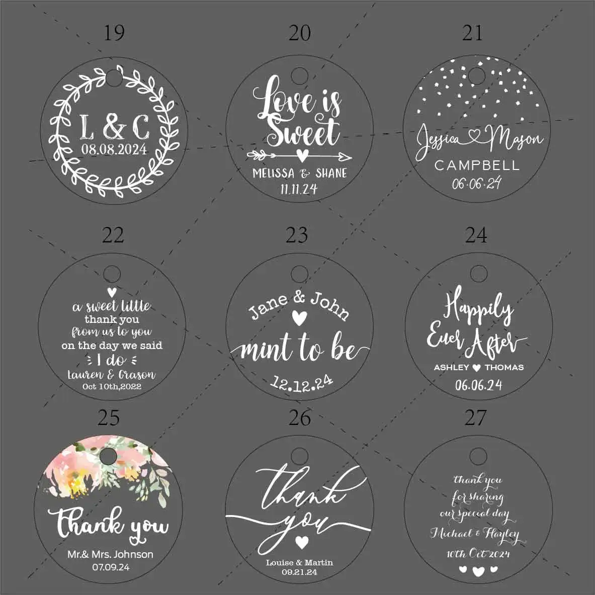 Description Picture 6 of itemBY6-35mm Diameter 100pcs White Text Print Kraft paper Hang Tags Private Label Garment Accessories Price Tags For The Store